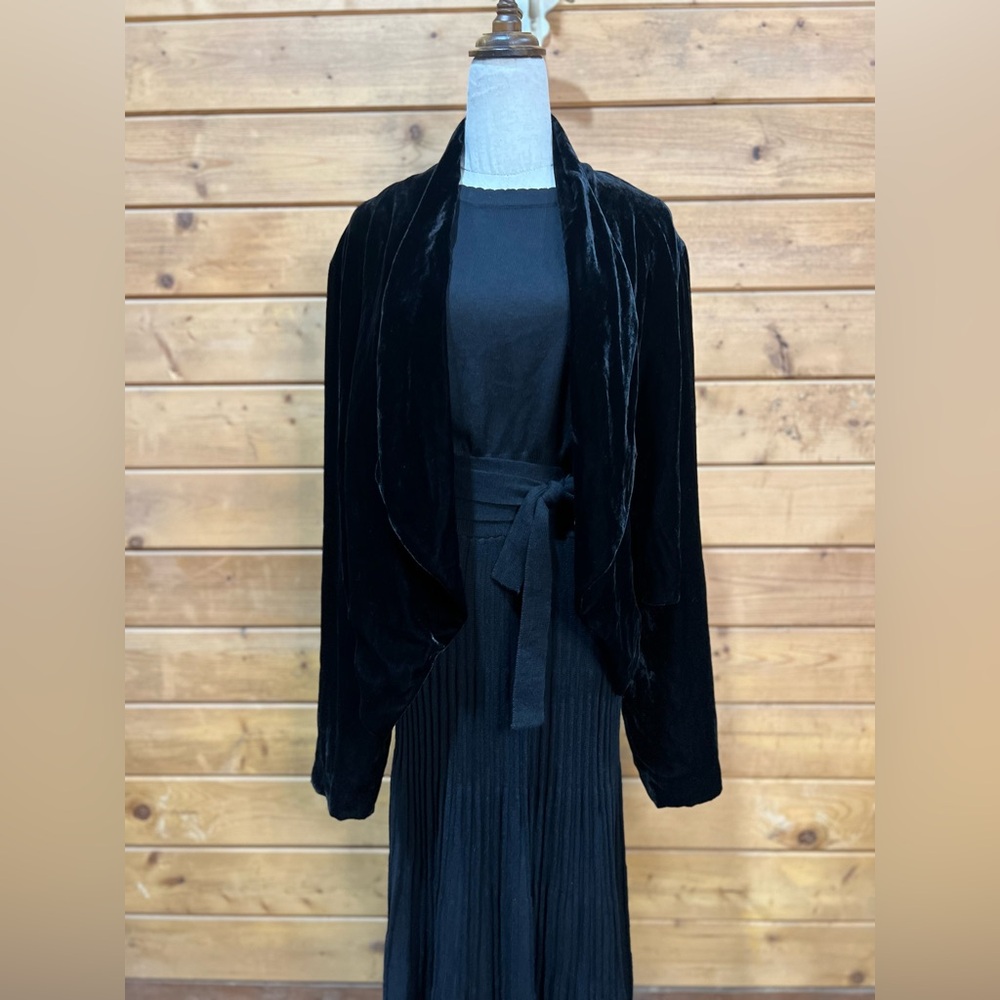 Gibson Latimer Velvet Open Front Jacket Overcoat Blazer XL Holiday Formal Black